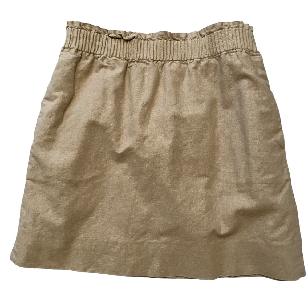 J. Crew Factory Tan Stretch Smocked Waist Aline Skirt 2